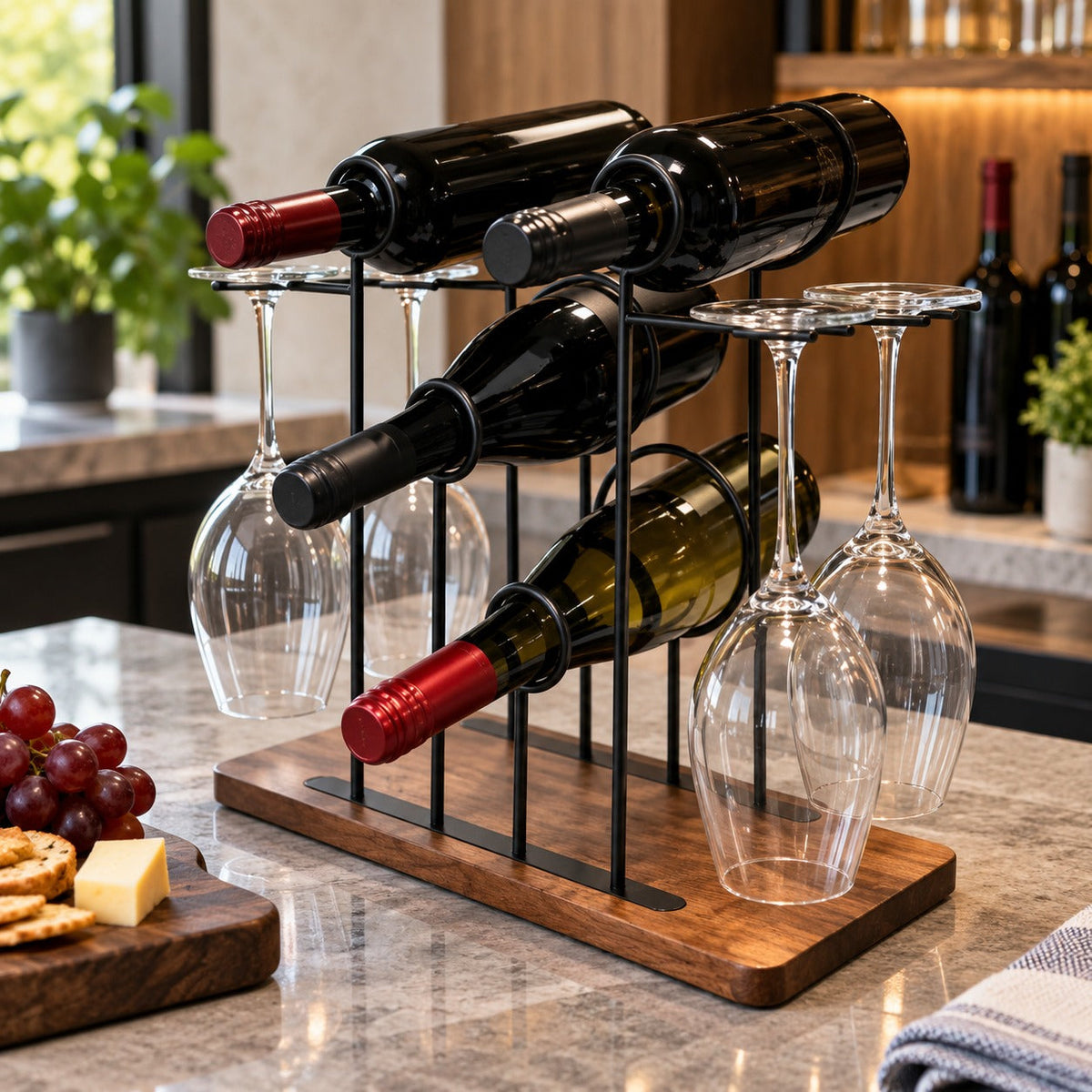 Bottle Stand With Glass Holder