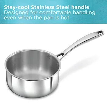 Hawkins Induction Compatible Stainless Steel Tri-Ply Sauce Pan 2.5 Litre with Stainless Steel Lid