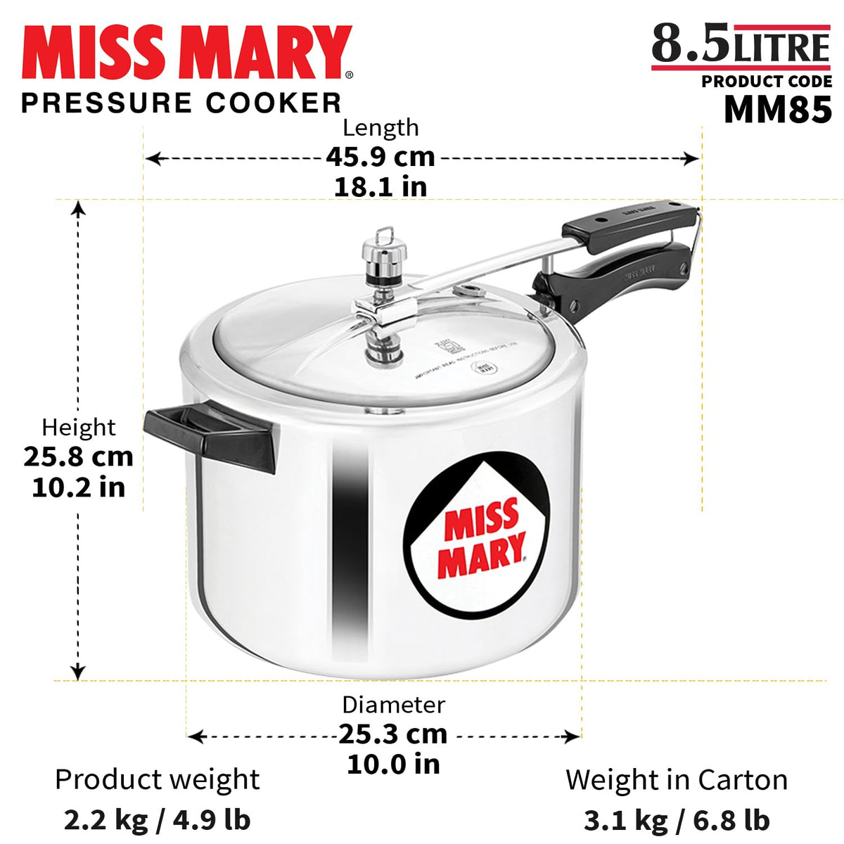 Hawkins Miss Mary Pressure Cooker, Inner Lid Cooker