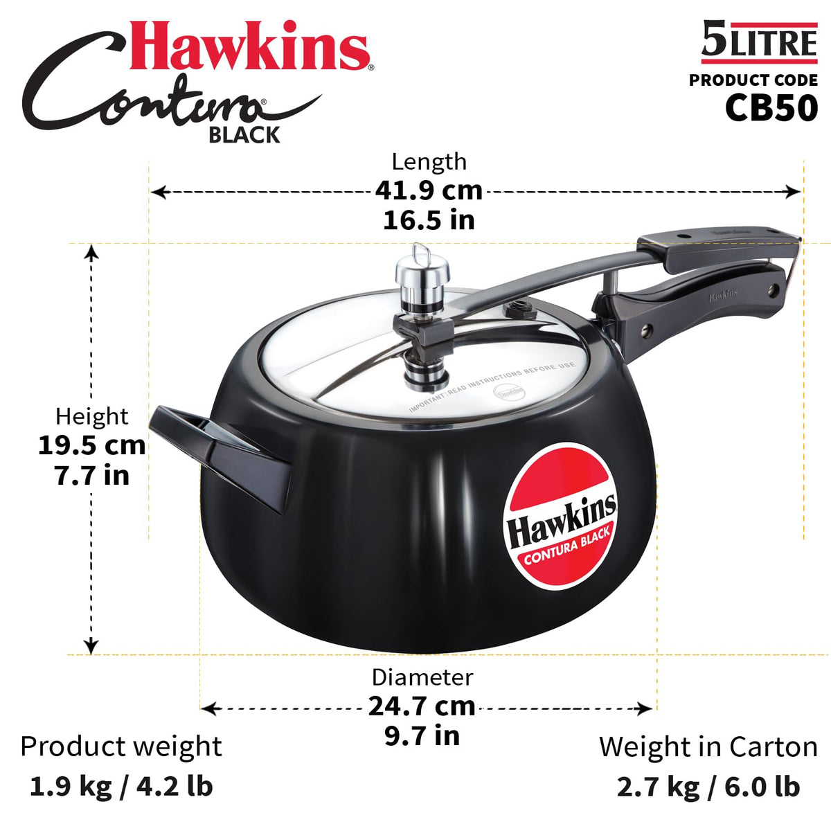 Hawkins Contura Black Pressure Cooker