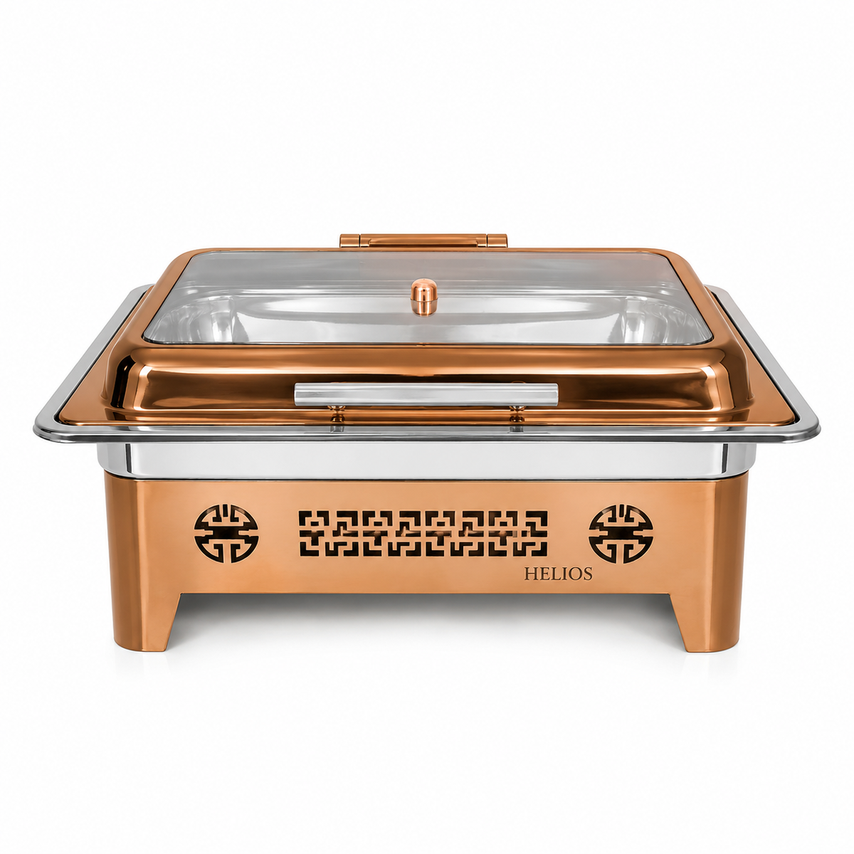 Rose Gold Hydraulic Full Glass Top Chafing Dish