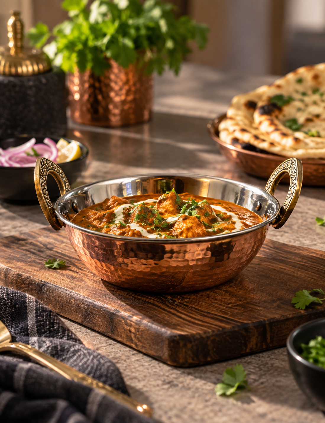 Kadhai Steel Copper Hammered