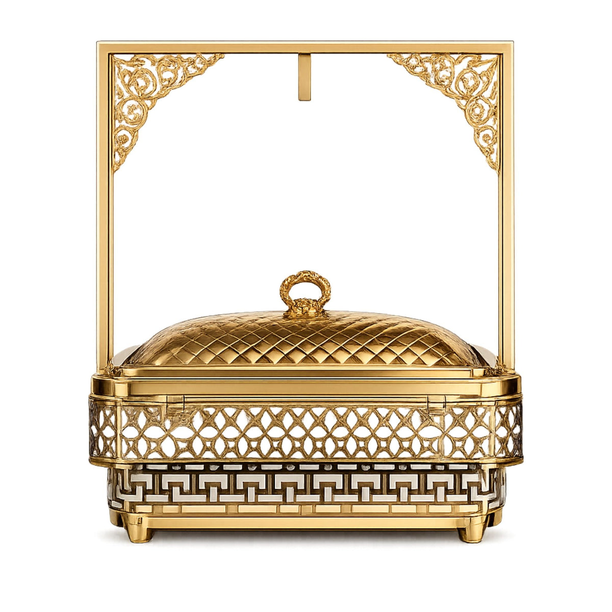 Golden Rectangle Decorated Chafing Dish