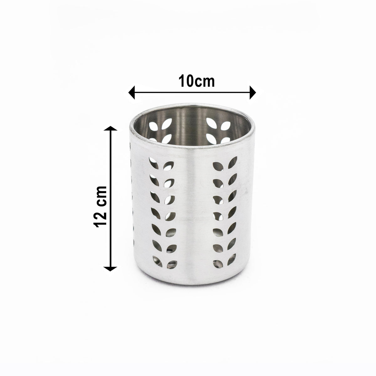 Stainless Steel Leaf Hole Cutlery Holder Spoon Holder, Pen Holder, Brush Stand Round