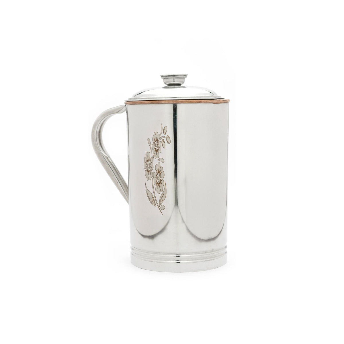 Dual tone Stainless Steel Copper Floral Design Jug with Lid