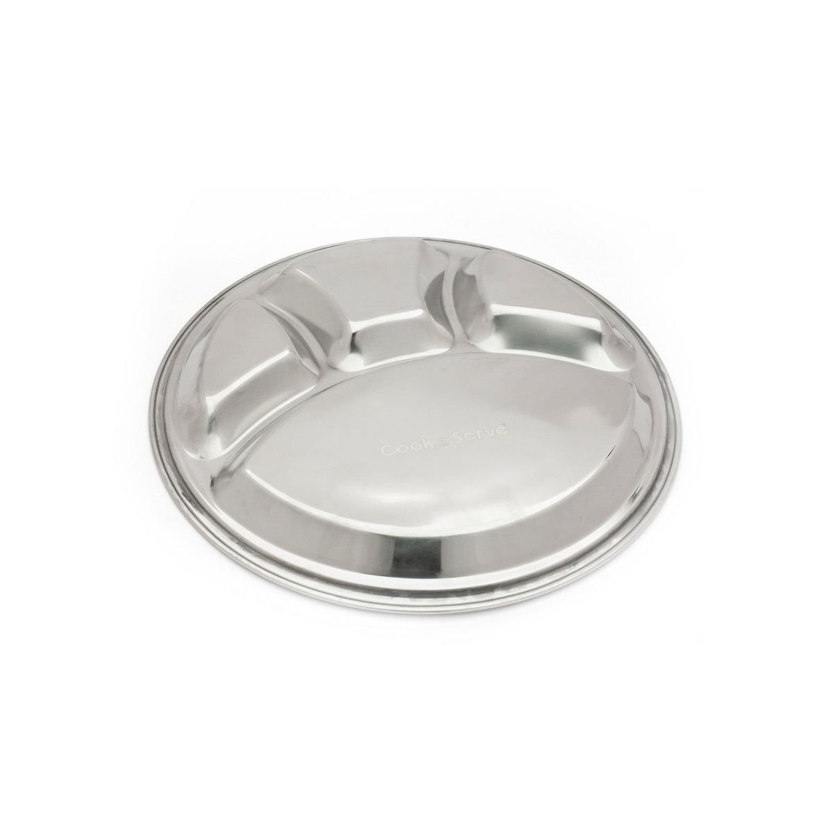Stainless Steel Round 4 compartment Plate for Breakfast/lunch (Set of 6)