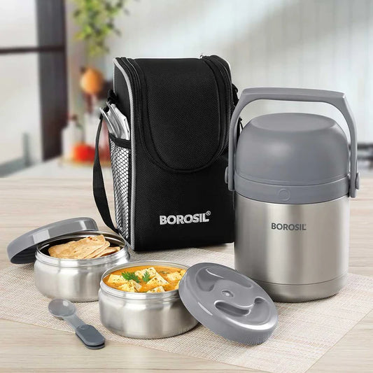 Borosil Hot N Fresh Stainless Steel Insulated  Lunchbox,Tiffin for School,Office,College