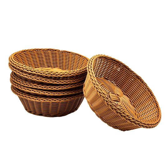 Woven Plastic Round Serving Basket for  Snacks,Chapati,Bakery Items & More