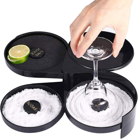 3-Tier Glass Rimmer with Lid and Sponge,Sugar and Salt Bar Rimmer Great for Cocktails Margarita,Cocktail