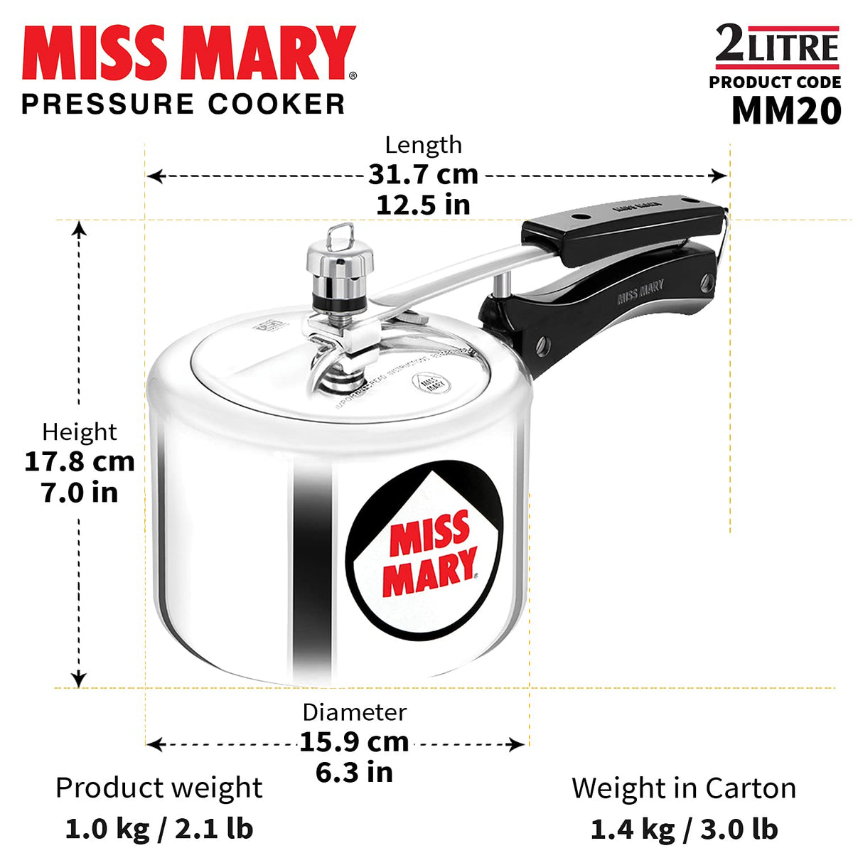 Hawkins Miss Mary Pressure Cooker, Inner Lid Cooker