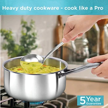 Hawkins Induction Compatible Stainless Steel Tri-Ply  Sauce Pan 2.5 Litre with Stainless Steel Lid