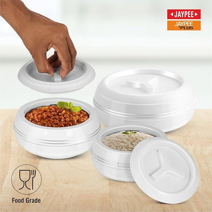 Jaypee Palazzo Inner Stainless Steel  Casserole Set Of 3,Lockable Lid,BPA Free,Rust Free Casserole for Roti