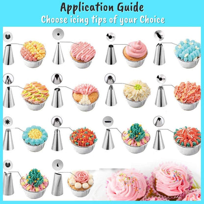Professional 24-Pieces Stainless Steel Cake Decorating Nozzles Set,Icing Tips for Cupcakes,Pastries with Storage Case