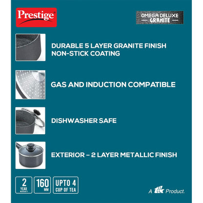 Prestige Omega Deluxe Granite Non Stick Milk Pan with Lid