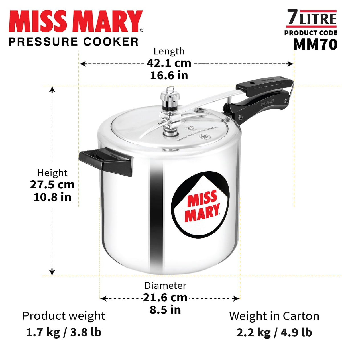 Hawkins Miss Mary Pressure Cooker, Inner Lid Cooker