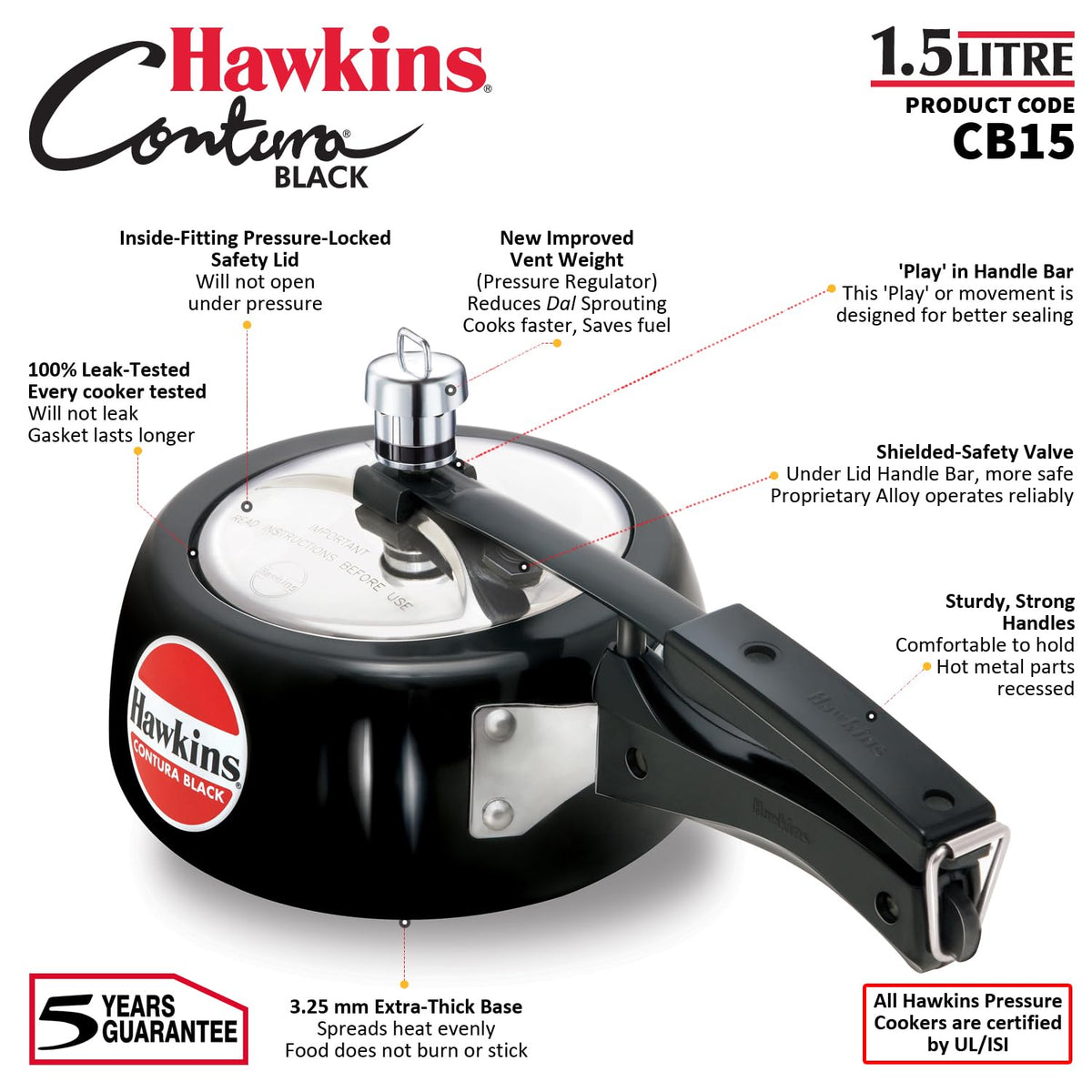 Hawkins Contura Black Pressure Cooker