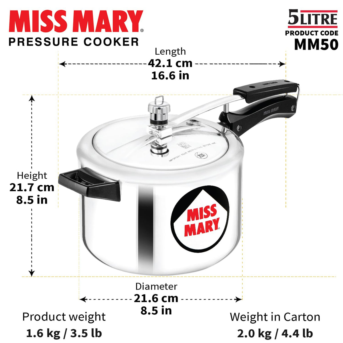 Hawkins Miss Mary Pressure Cooker, Inner Lid Cooker