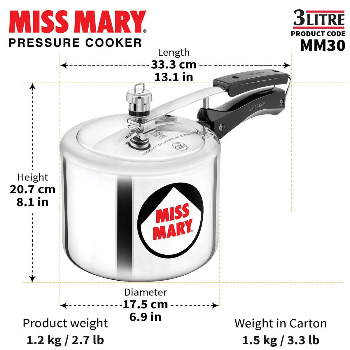 Hawkins Miss Mary Pressure Cooker, Inner Lid Cooker