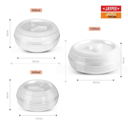 Jaypee Palazzo Inner Stainless Steel  Casserole Set Of 3,Lockable Lid,BPA Free,Rust Free Casserole for Roti