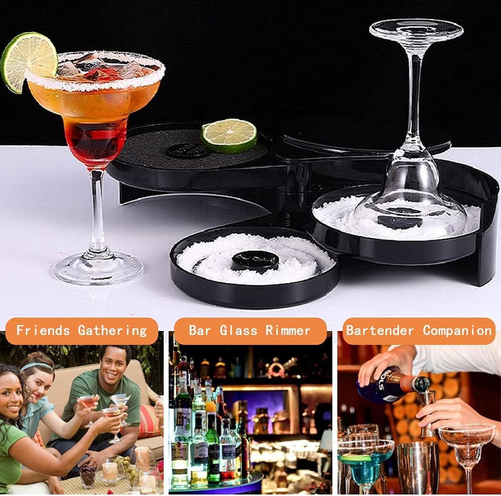 3-Tier Glass Rimmer with Lid and Sponge,Sugar and Salt Bar Rimmer Great for Cocktails Margarita,Cocktail