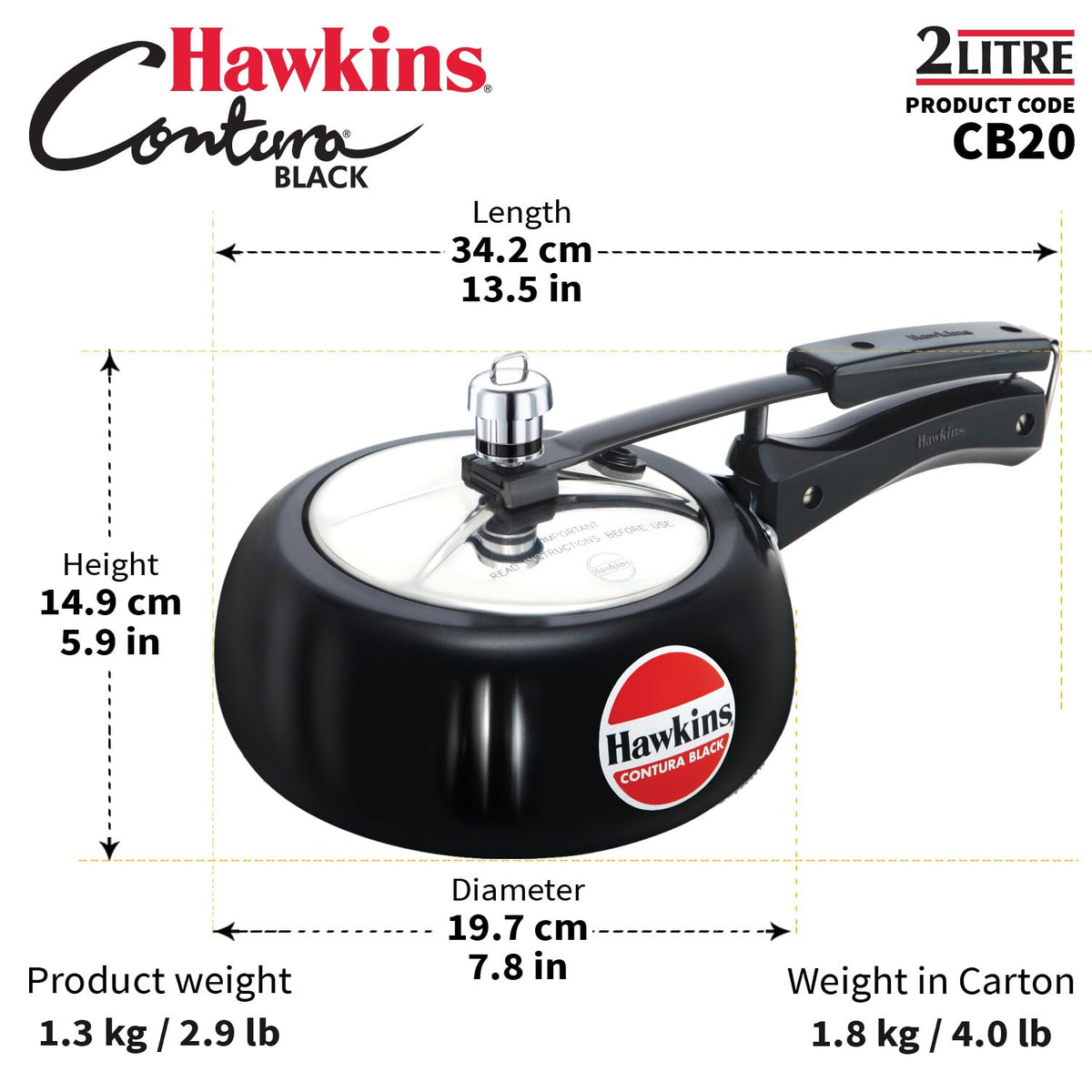 Hawkins Contura Black Pressure Cooker