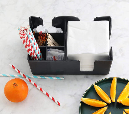 Heavy Duty Plastic Bar Caddy Organiser Compartment Holder with 6 Compartments for Ideal Use in Bars,Cafes,Pubs,Hotels And Restaurants
