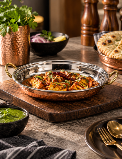 Oval Dish Steel Copper With Handle