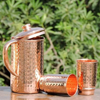 Copper Hammered Jug Set