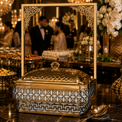 Golden Rectangle Decorated Chafing Dish
