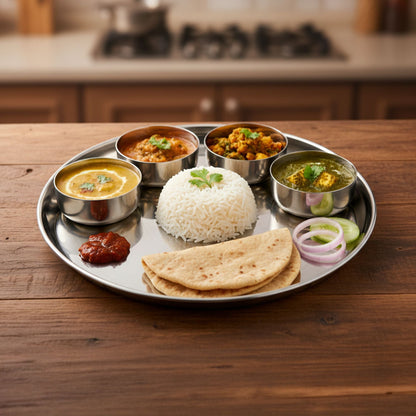 Cook N Serve Stainless Steel Kanchan Bogi Plate Breakfast, Lunch/Dinner Plate(Set of 6)