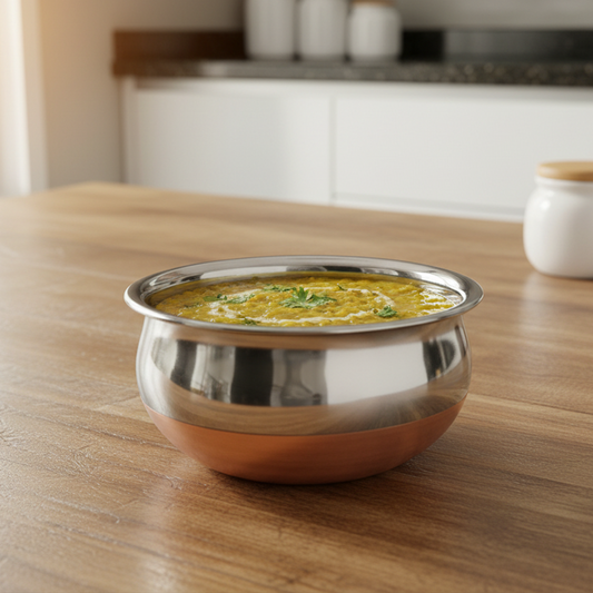 Stainless Steel Copper Bottom Mini Serving Handi/Bowl for Kitchen/Dining Table