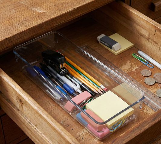 Polypropylene Transparent Unbreakable Drawer Organisers, Ideal  for Dressing Table, Multipurpose Storage,Drawrer Divider for Kitchen,Bedroom,Office  (Set of 6)