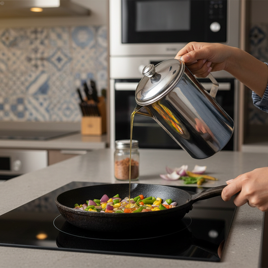 Komal Stainless Steel Oil dispenser/storing Pot for Kitchen