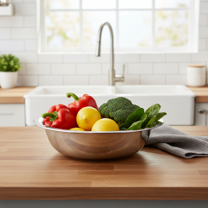 Stainless Steel Multipurpose Basin Bowl, Perfect for Kneading Dough