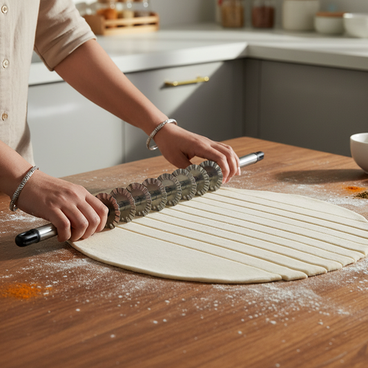 Stainless Steel Multi-Wheel Dough Cutter-Adjustable Pastry & Pasta Cutting Tool For Even Strip