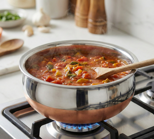 Stainless Steel Copper Bottom Kitchen Serving, Cooking Bowl with Lid