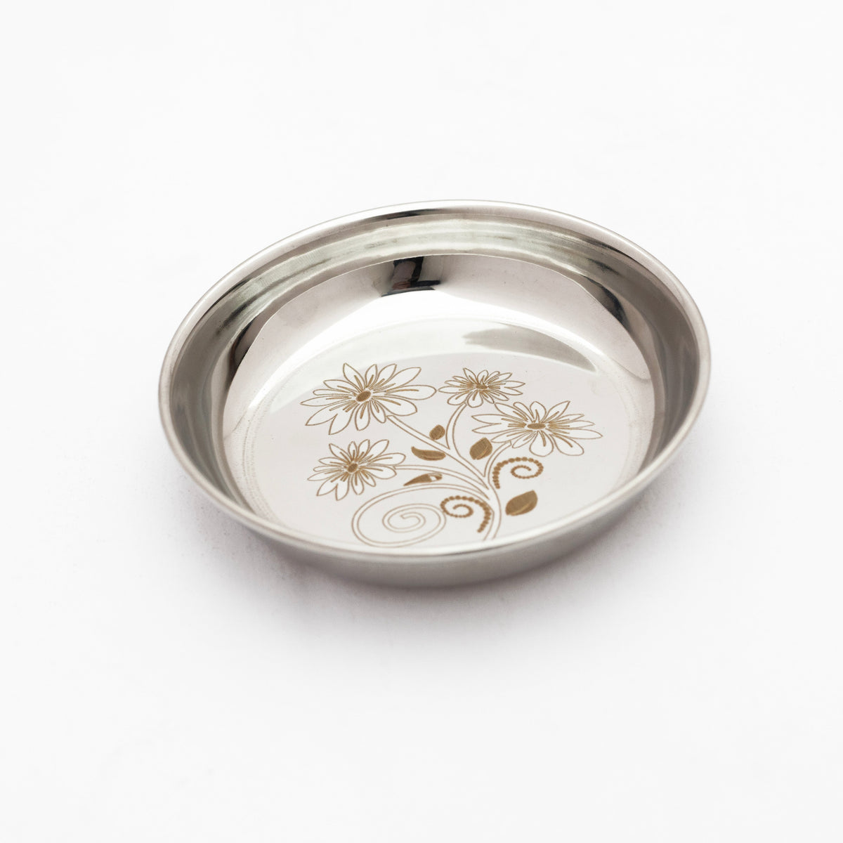 Stainless Steel laser design mirror finish Pudding/Halwa Plate for Deserts/Snacks/Sweets/Dry fruits (Set of 6)