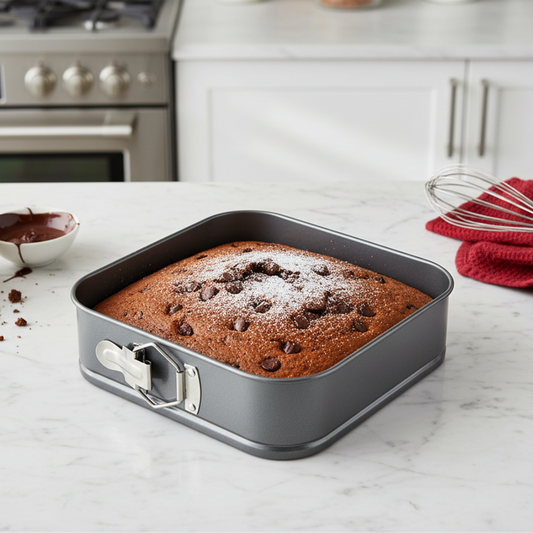 Springform Pan Set: 3 Non-stick Square Cake Pans (8", 9", 10") with 150 Parchment Paper Liners.