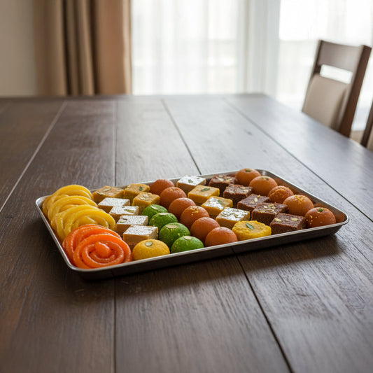 Stainless Steel Tray for serving cakes, sweets & snacks