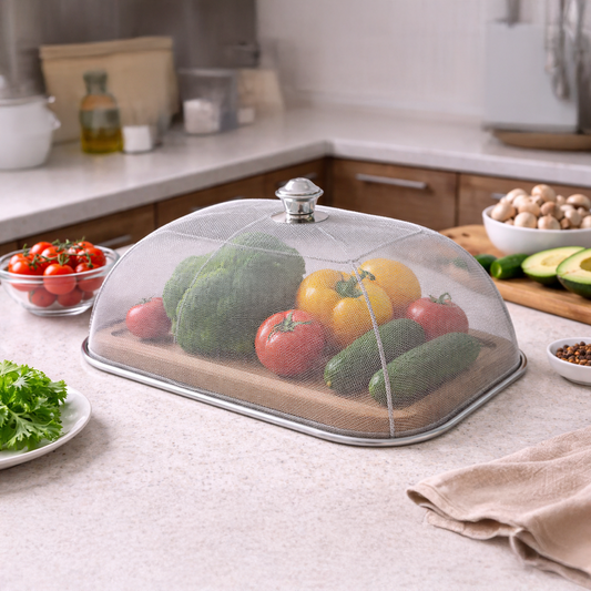 Stainless Steel Rectangle Dome Net Food Cover for Kitchen & Outdoor Use