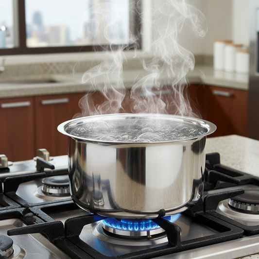 Stainless Steel Flat Bottom Cooking Tope, Induction & Gas Compatible, Food-Grade Stainless Steel