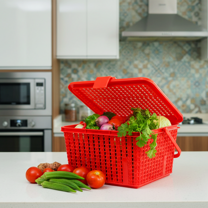 Picnic Basket Small with Lid and Handle, Ideal for Food Storage while travelling
