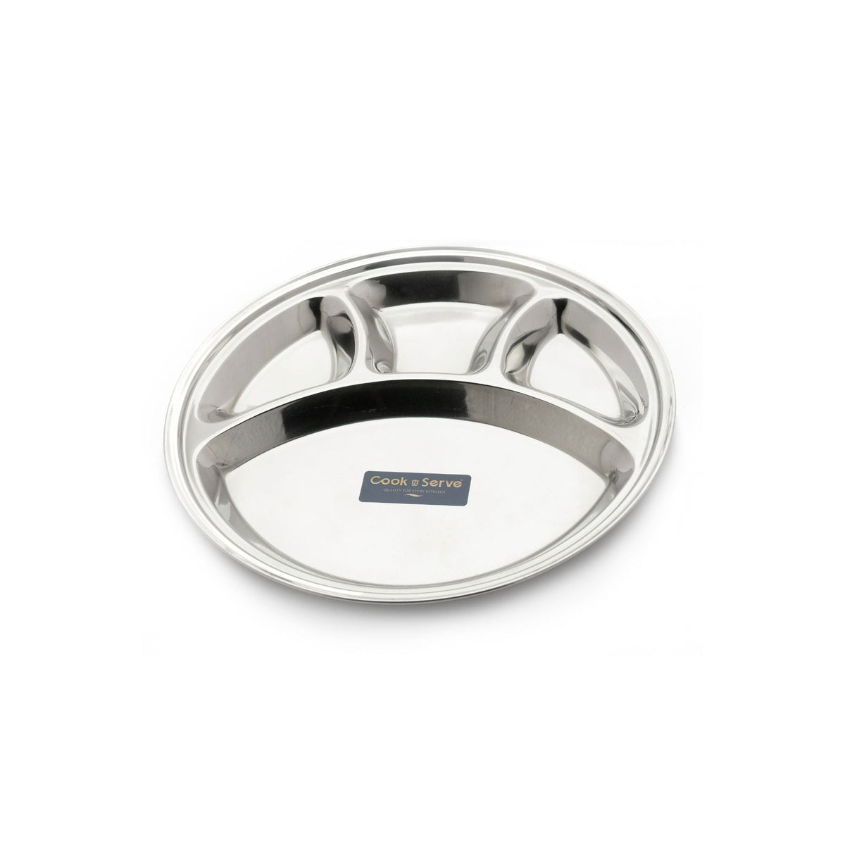 Stainless Steel Round 4 compartment Plate for Breakfast/lunch (Set of 6)