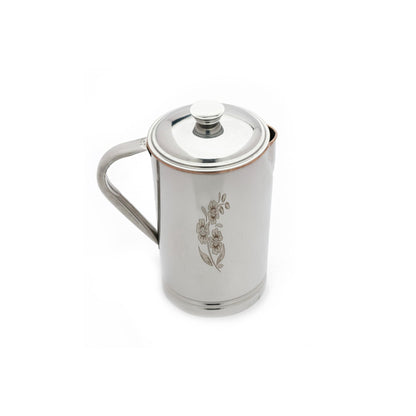 Dual tone Stainless Steel Copper Floral Design Jug with Lid
