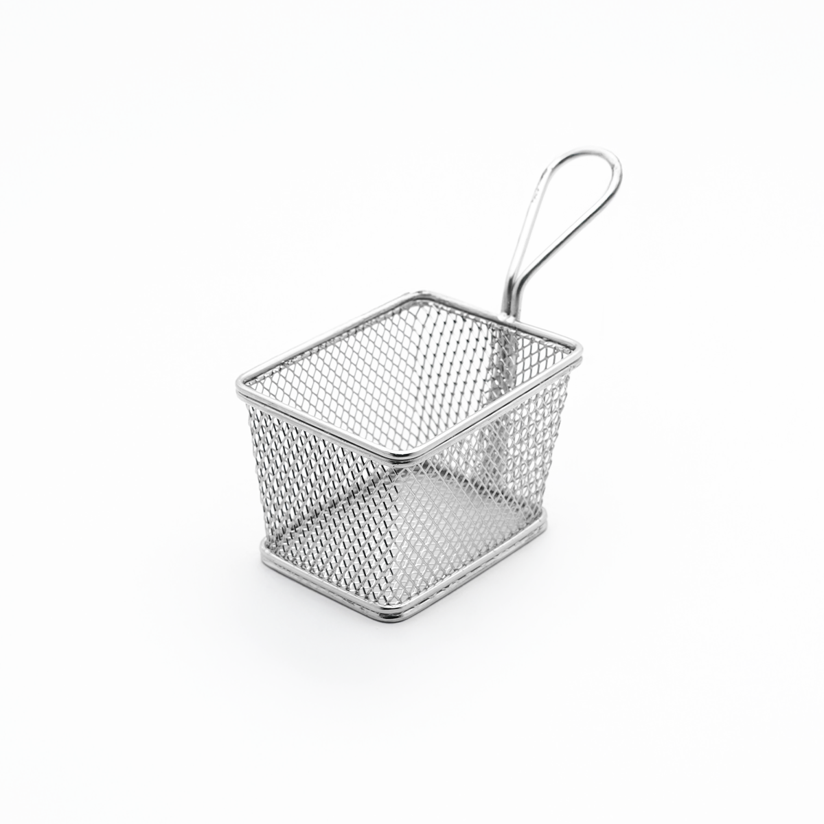 Stainless Steel Mini Square Fry Basket for Serving French Fries and Friend Snacks (Set of 6)