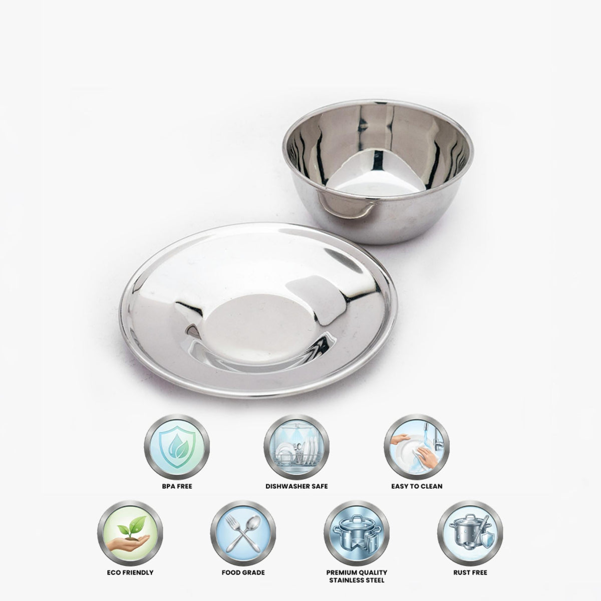 Stainless Steel Mirror Fish Finger Bowl With Liner  (Set of 6)