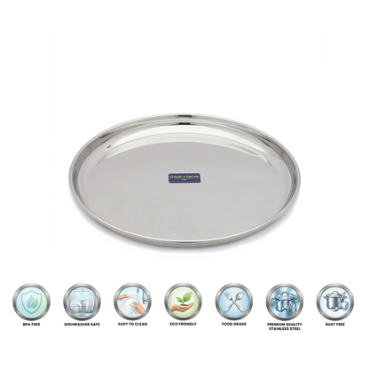 Cook N Serve Stainless Steel Kanchan Bogi Plate Breakfast, Lunch/Dinner Plate(Set of 6)