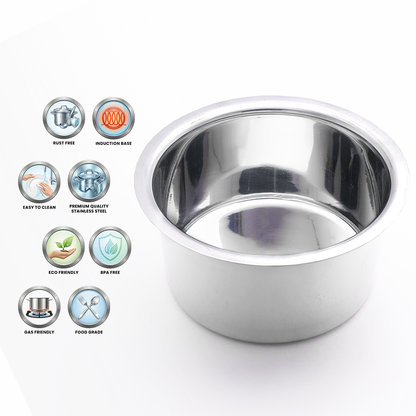 Stainless Steel Flat Bottom Cooking Tope, Induction & Gas Compatible, Food-Grade Stainless Steel