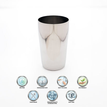 Stainless Steel Mirror Finish Glass for serving cold refreshment drinks (Set of 6)