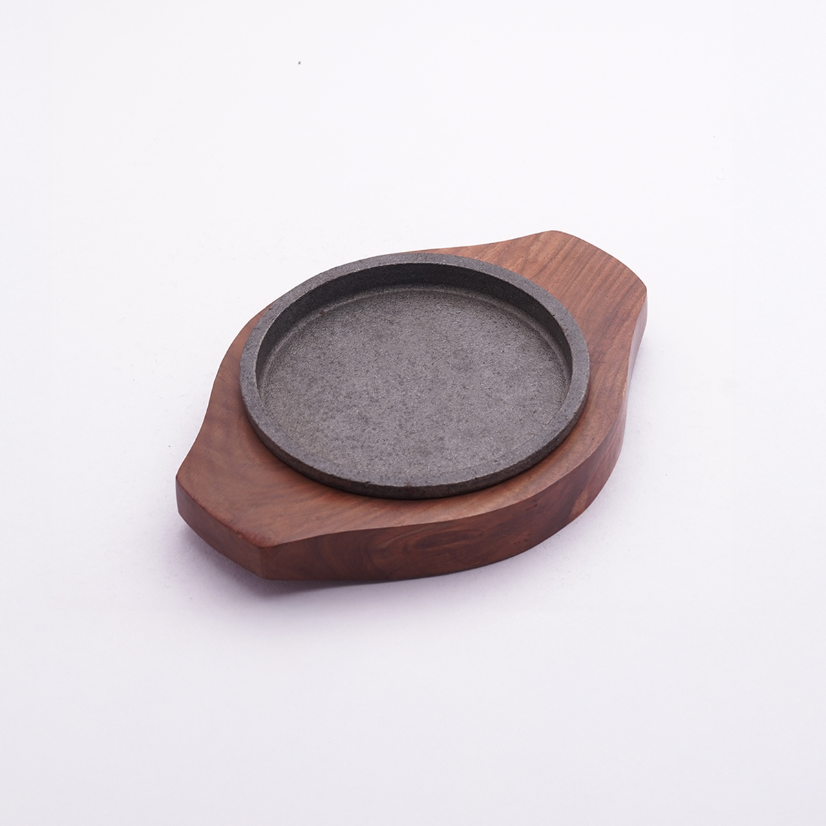 Cast Iron Round Sizzler Plate with Wooden Base for Serving Sizzling Snacks/Starters